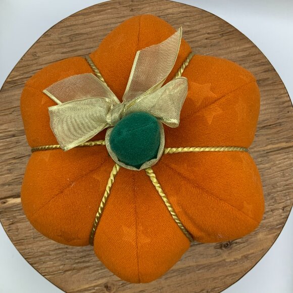 Hallmark Vintage Pumpkin Small Star Gold Tone Bow Plush - Picture 5 of 6